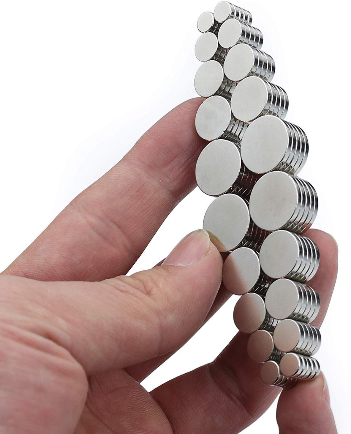 DIYMAG 100Pcs Refrigerator Magnets, 5 Different Size Small Magnets, Tiny Round Disc Fridge Magnets for Office, Hobbies, Crafts, Whiteboard Magnets, Dry Erase Board Magnets and Push Pins Magnets