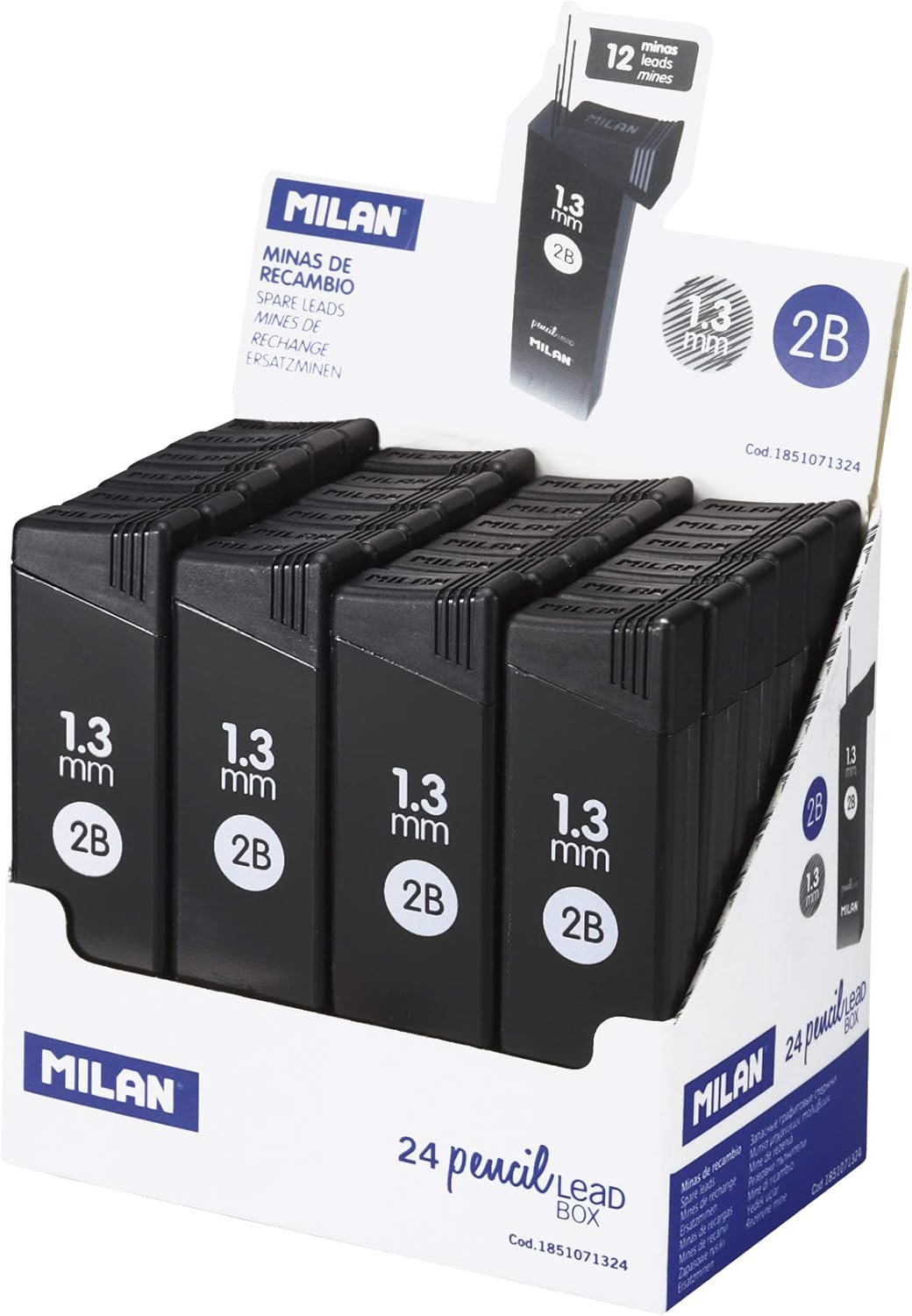 MILAN Box of 24 Tubes of 12 Refill Leads 1.3mm