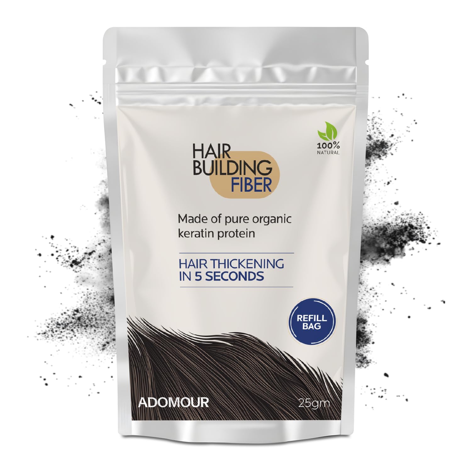 Hair Building Fiber Refill Pack 25g (Black) | Keratin Hair Fibers Refill Bag for Men & Women | Hair Styling Accessory for Thin Hair Appearance | Natural Look-image-23