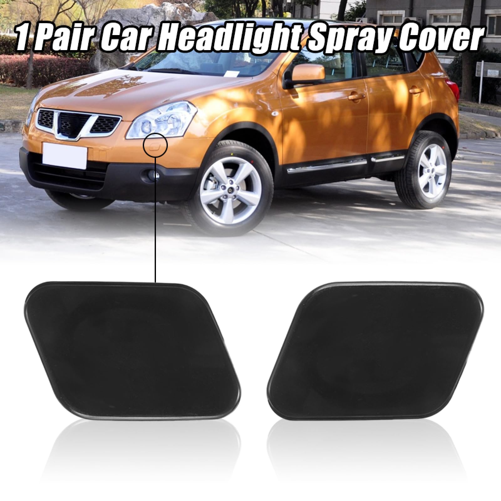 Cubierta del lavafaros para Nissan Qashqai J10, 1 par de Tapa de Cubierta de Boquilla de Faro Delantero Derecho Izquierdo para Lavadora de Coche