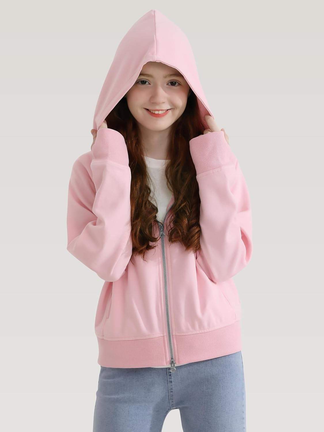 Girls Zip Up Cropped Hoodies Teen Long Sleeve Sweatshirts Kids Fall Casual Jacket with Pockets, 7-14 Years - Image 6