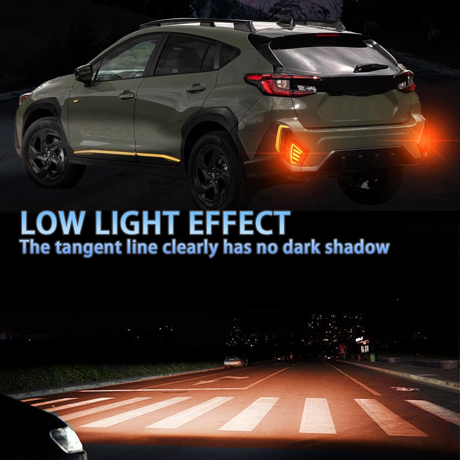 Upgrade LED Rear Bumper Reflectors Light Fog Brake Tail Lamps Compatible with Subaru Crosstrek 2024 2025 Replace OEM Stock Reflector Sequential Turn Signal Light