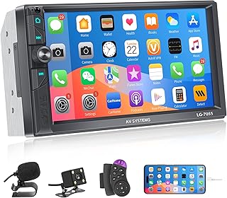 Double Din Radio,Double Din Car Stereo with Backup Camera, 7 Inch Touch Screen Car Stereo Multimedia Car Radio Support Mirror Link/Bluetooth Caller/FM/Fast Charging/TF/USB/EQ/Aux/Remote Control/Type C
