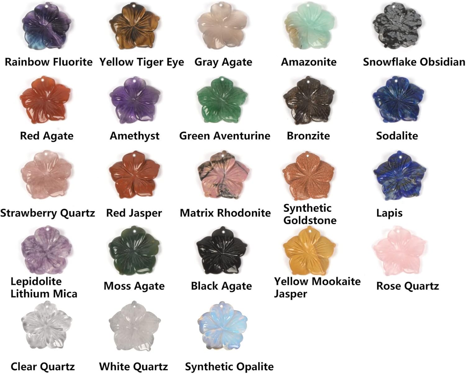 Justinstones Wholesale Gemstone Carved Flower Fashion Crystal Pendant Bead For DIY Jewelry Making