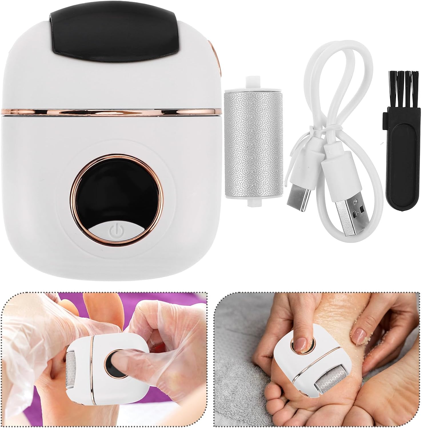 Electric Foot Grinder Callus Remover Rechargeable Foot Exfoliator with Alloy Nano Head for Dead Skin and Cracked Heels Home Pedicure Tool