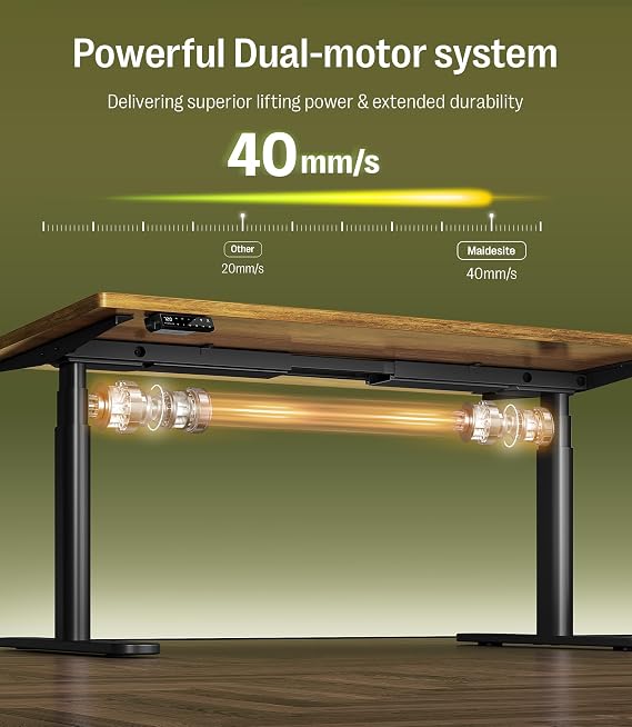 MAIDeSITe Height Adjustable Standing Desk with Oval Leg, 160x80cm Dual Motor Electric Standing Desk Sit Stand Desk with Load Capacity 180KG, 4 Memory Keyboard and Anti-collision System-S2 Plus Art