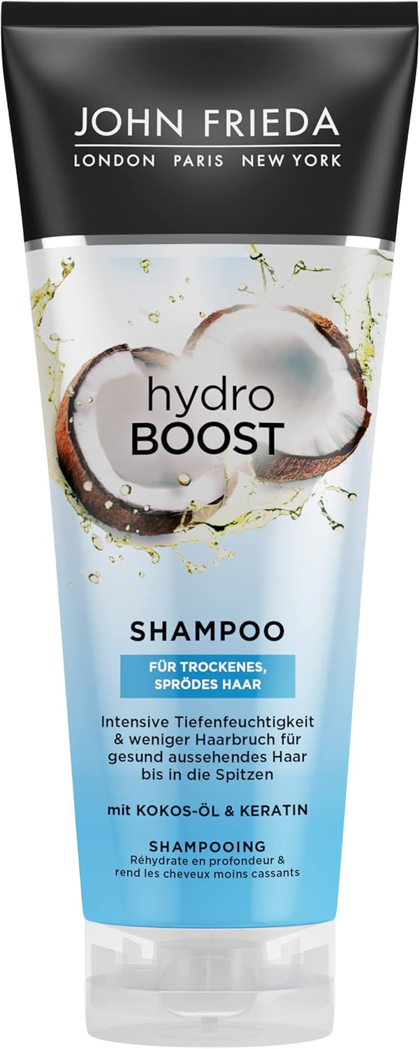 John Frieda Hydro Boost Shampoo – Inhoud: 250 ml – Haartype: droog, broos – Intensieve dieptevochtigheid