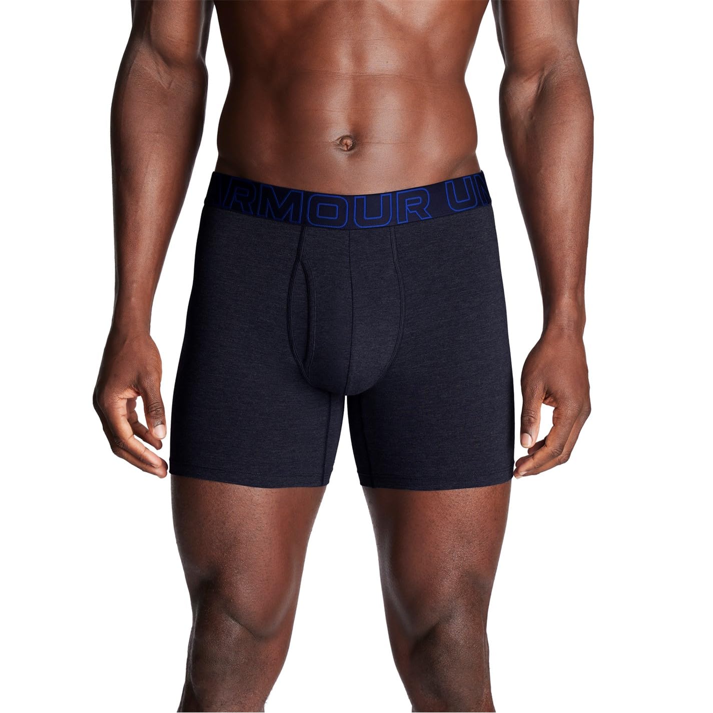 Under Armour Men's Performance Cotton 6" 3 Pack Solid Boxer Briefs, Boxers de los Hombres, Midnight Navy Heather/Steel Heather/Royal,
