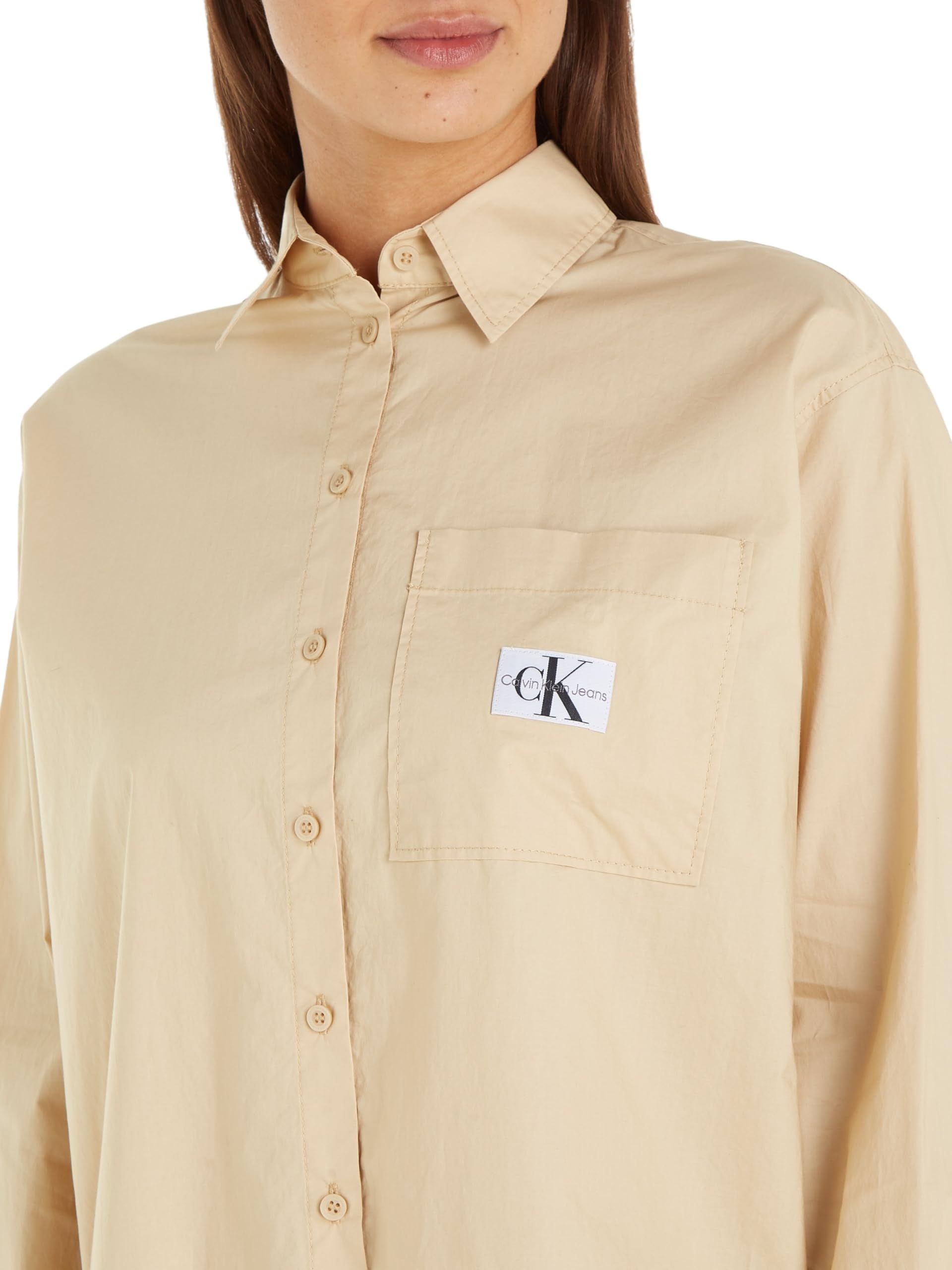 Calvin Klein Woven Label Relaxed Shirt J20j222610 Top in Tessuto Donna (Pacco da 1)