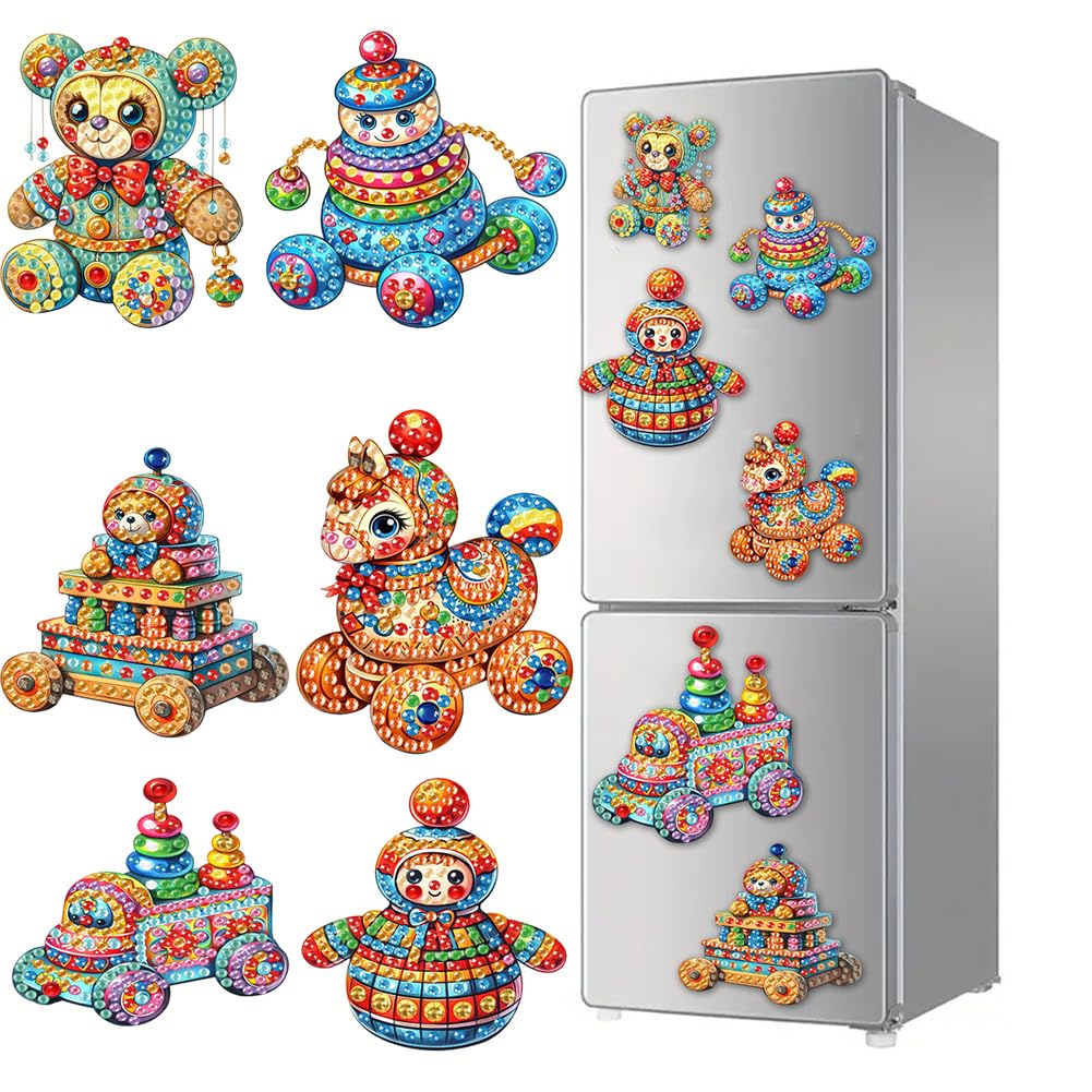 Fiorky Girls Q 6Pcs Diamond Art Magnets For Refrigerator Diamond Special Shape Flower Diamond Painting Magnets Kits Fridge Diamond Stickers For Diy Home Decors Cabinet Refrigerator Adults Kids