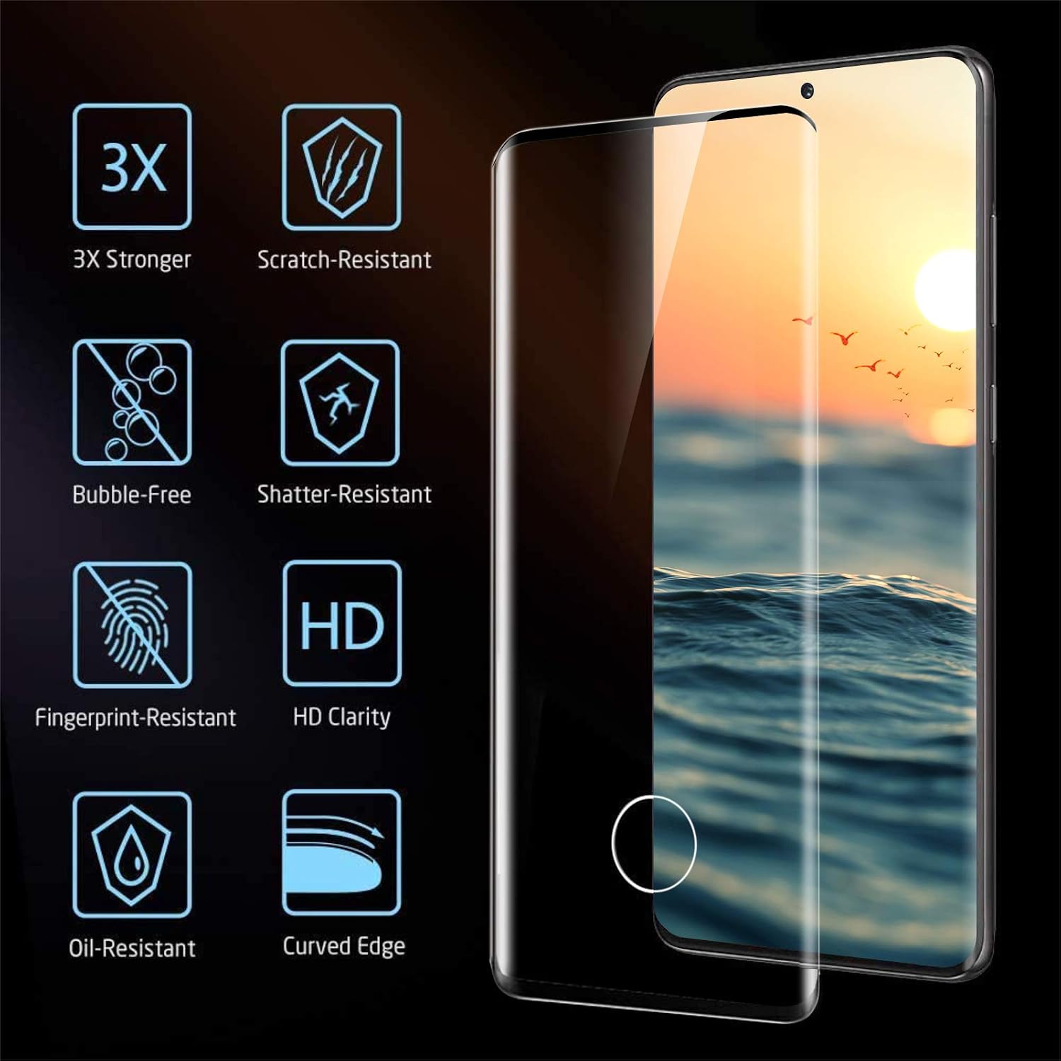 Galaxy S20 Ultra Tempered Glass Screen Protector[2 Pack] + 1 Pack Camera Lens Protector Support Fingerprint for Samsung Galaxy S20 Ultra 4G/5G