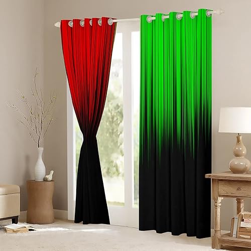 Miniatura 4 de Cortinas abstractas degradadas para niños, adolescentes, rojo, verde y negro, cortinas de ventana para dormitorio, sala de estar, decoración moderna