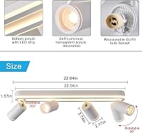SANSHI LED Mennyezeti Lámpa 4 Spottal, 350° Forgatható Mennyezeti Spotlámpa, 36W + 4x5W GU10, Modern Fehér Alumínium, 3000K Meleg Fény 4