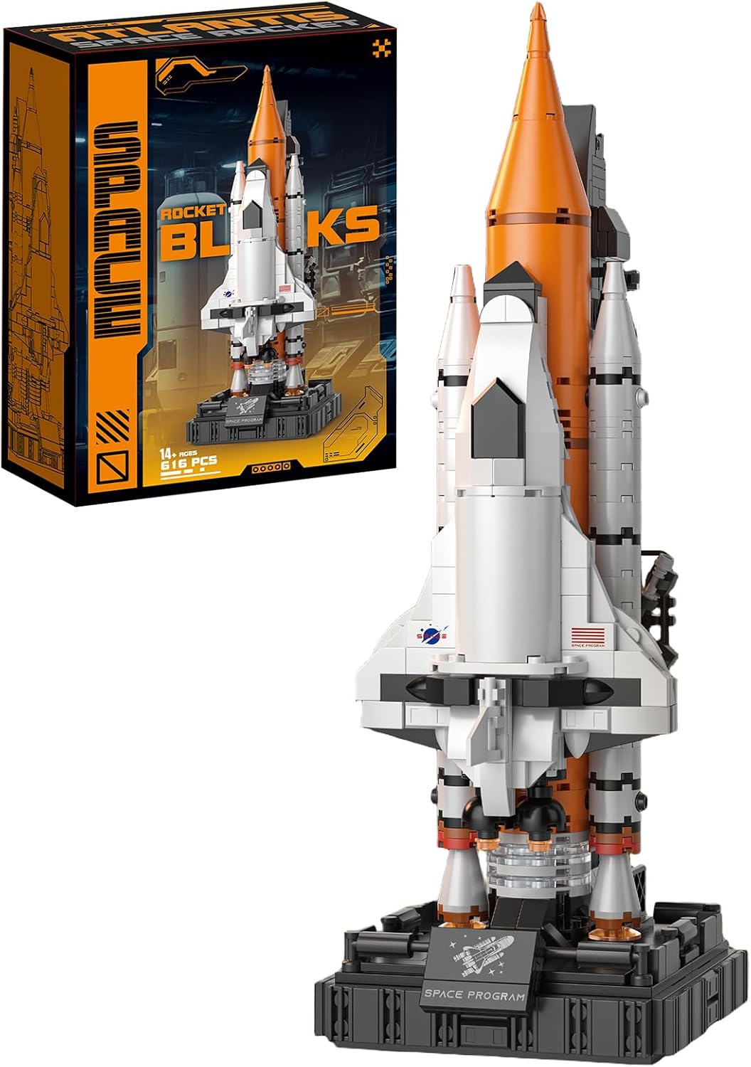 Space Shuttle Building Blocks Set, 616 Pieces Mini Rocket Model Kit with Launch Pad, Space Program Collectible Display, STEM Inspired Construction Toy for Hobbyists & Enthusiasts