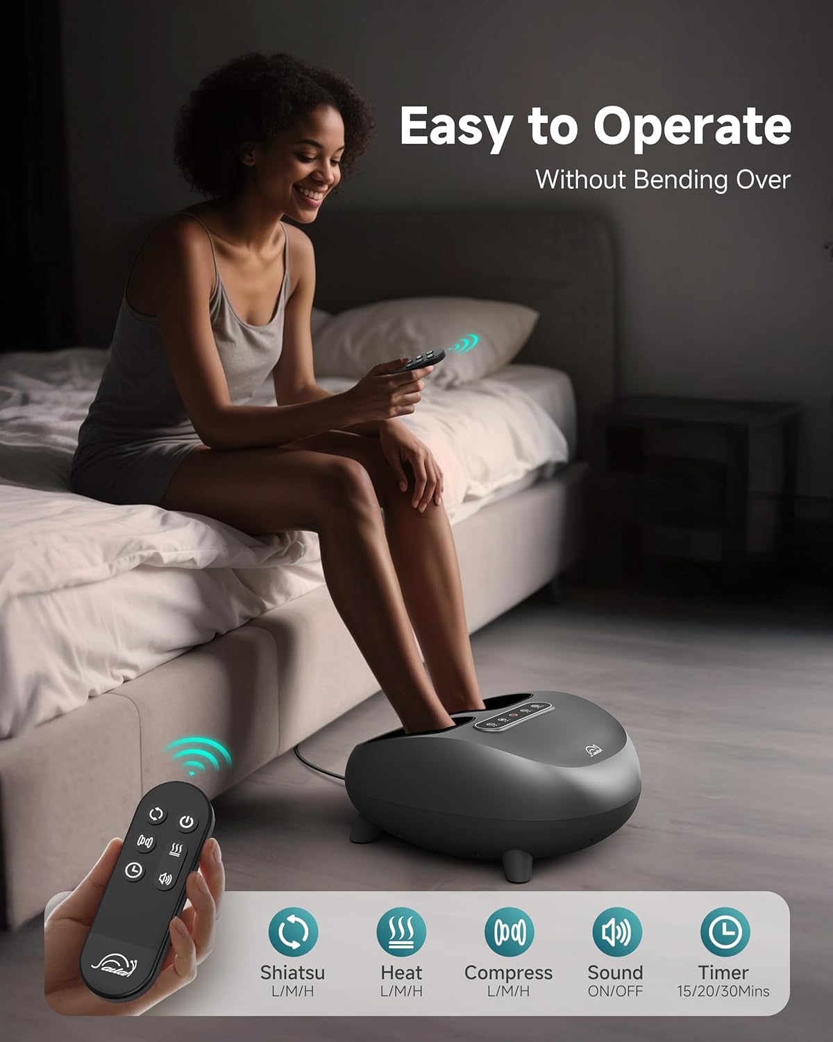 Snailax Larger Size 14" Foot Massager with Heat Compression,Rolling Shiatsu Feet Massager for Plantar Fasciitis Neuropathy,Remote Control Foot Warmer Under Desk Office Home Use Gifts for Men, Women