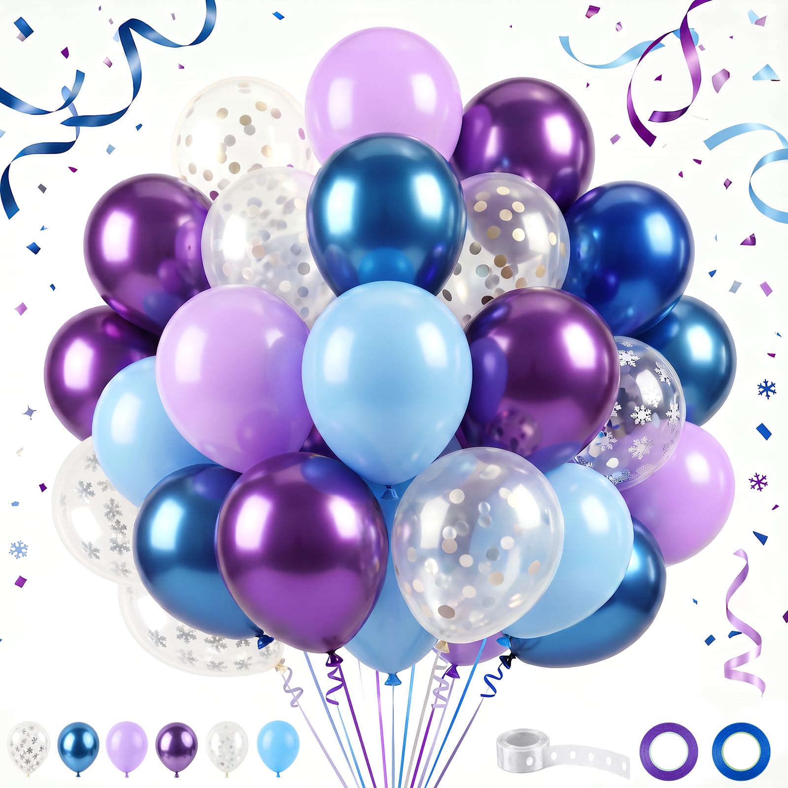 Blue Purple Balloons 50 Pack - 12 Inch Thick Latex Balloons for Birthday — image 1