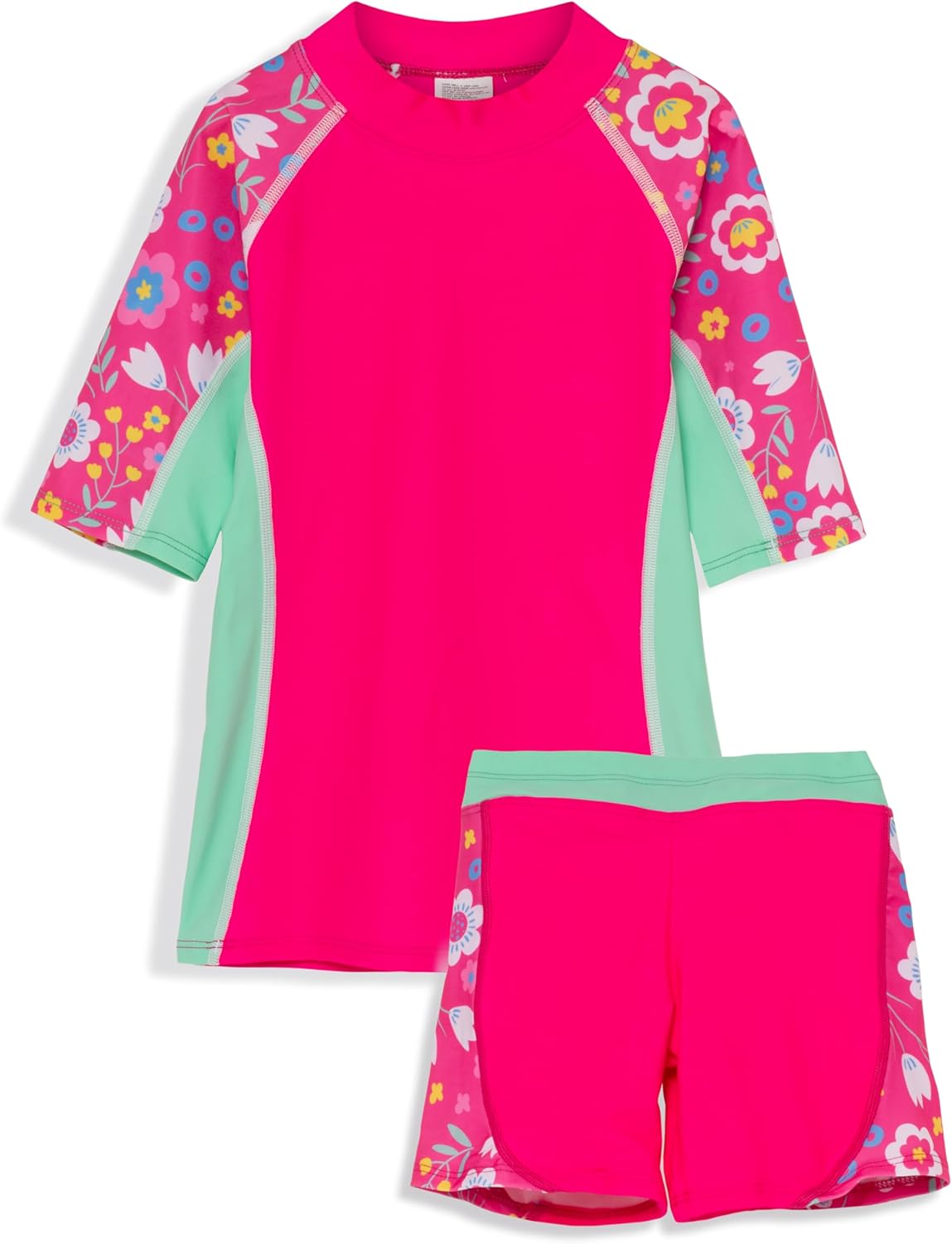 Tuga Girls Two-Piece Short Sleeve Swimsuit Set 2-14Years, UPF 50+ Sun Protection