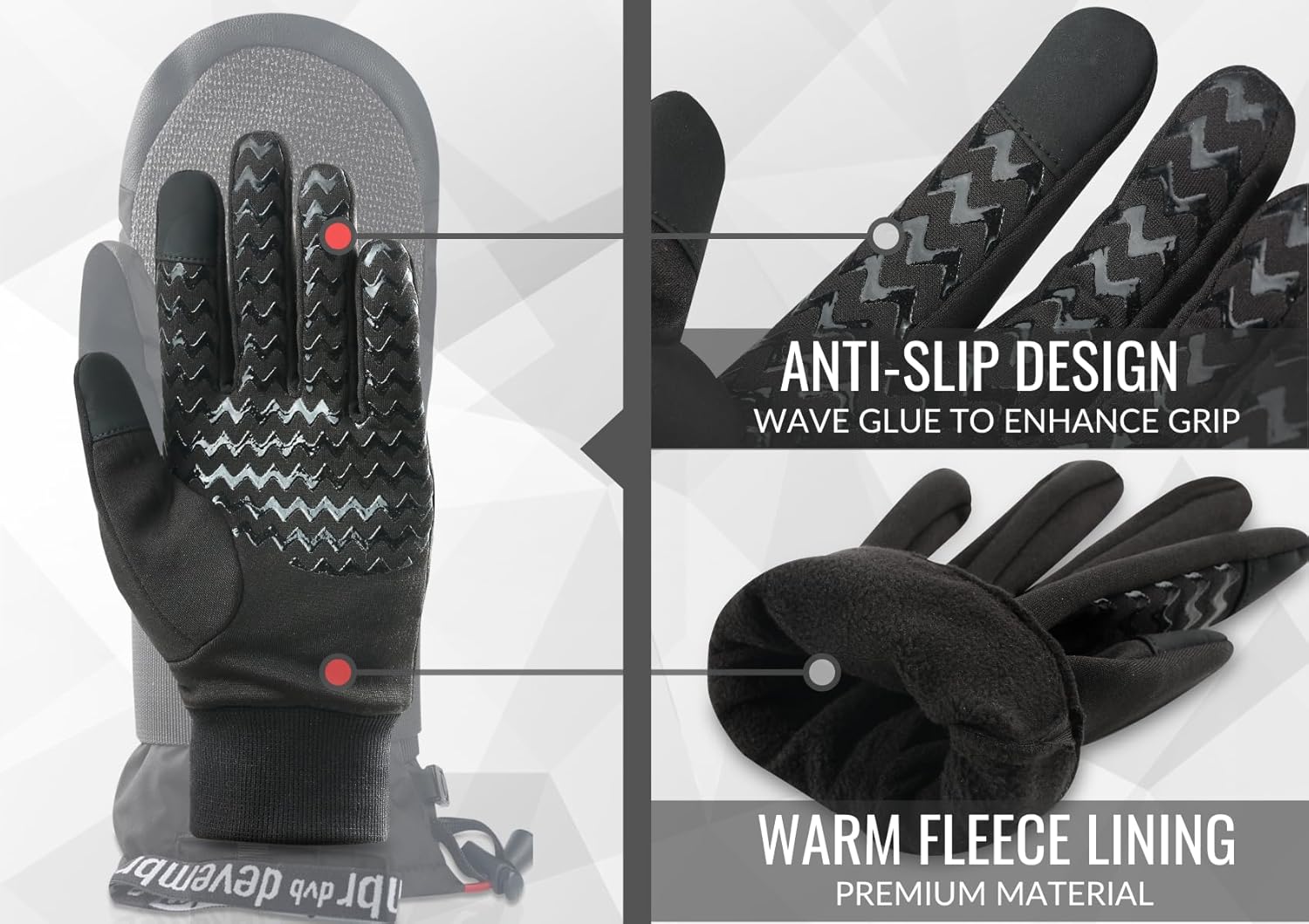 devembr Advanced Snowboarding Mittens with Wrist Guards & Removable Liners - Image 4