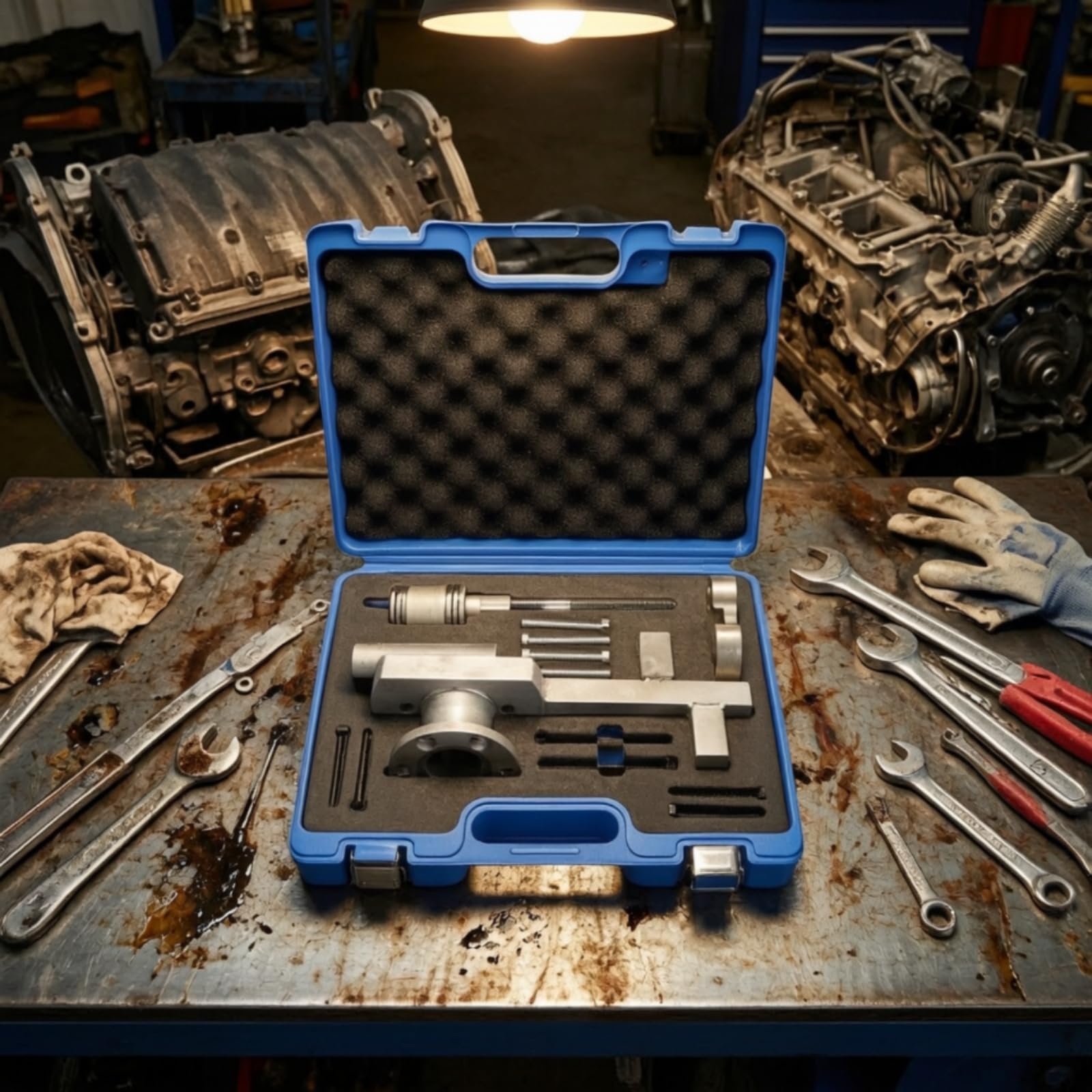 predolo Extractor Polea Cigüeñal Portátil Herramienta Extracción Polea Ajustable Kit Herramientas con Maletín para Mecánicos