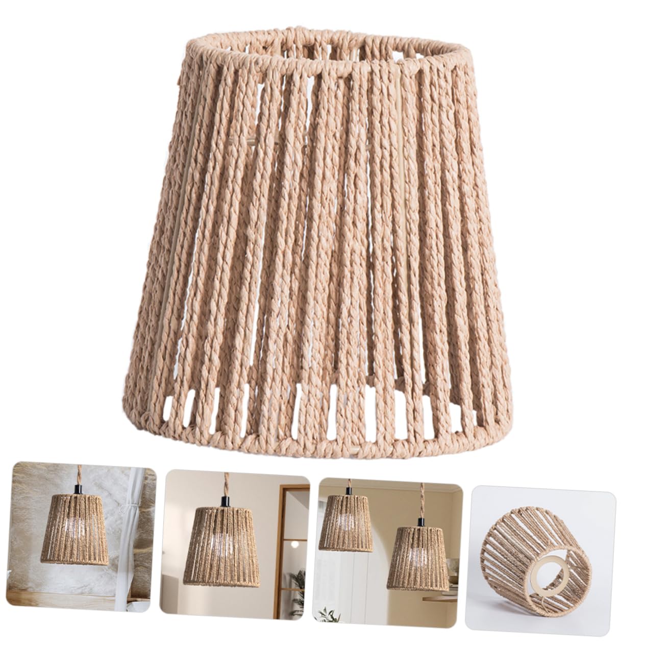 STOBAZA Pantalla De Lámpara De Mimbre y Ratán - 3 Piezas Protector De Cuerda Para Restaurante, Color Khaki