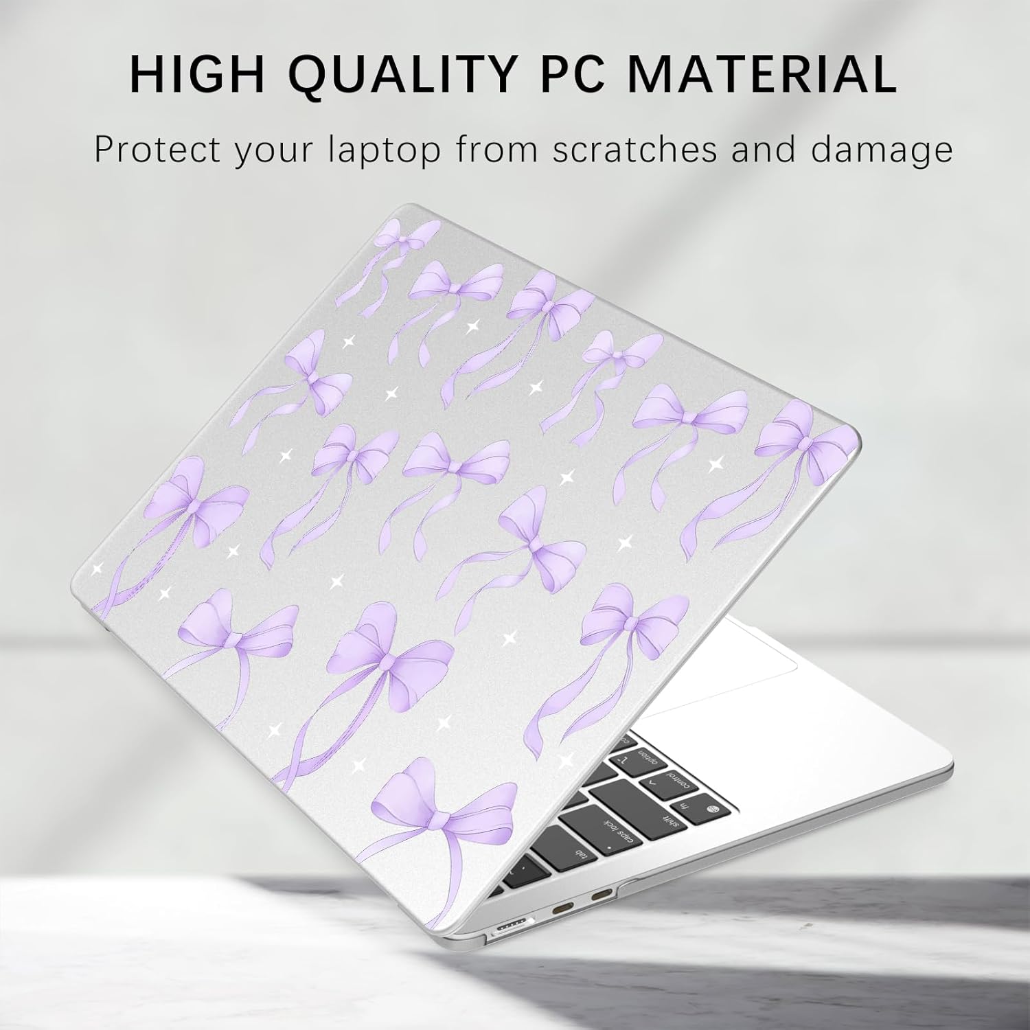 Compatible with MacBook Air 13 inch Case M1 A2337 A2179 A1932 2022 2021 2020 2019 2018 Release, Cute Purple Ribbon Bow Protective Hard Shell Matte Cover for MacBook Air 13.3 inch