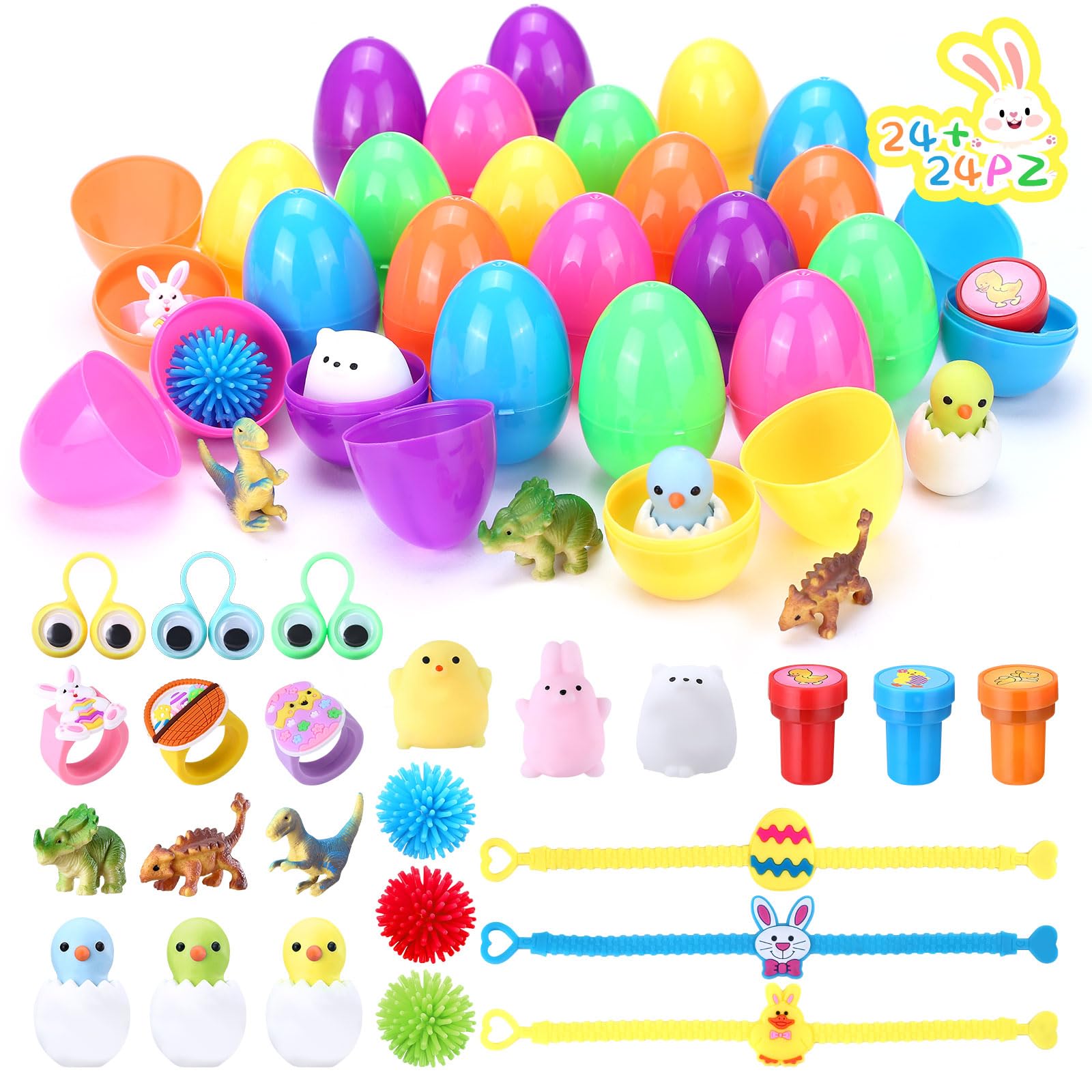 48 Pezzi Uova Di Pasqua LEMESO | 24 Uova + 24 Sorprese | Per Caccia Alle Uova Bambini - Foto 7