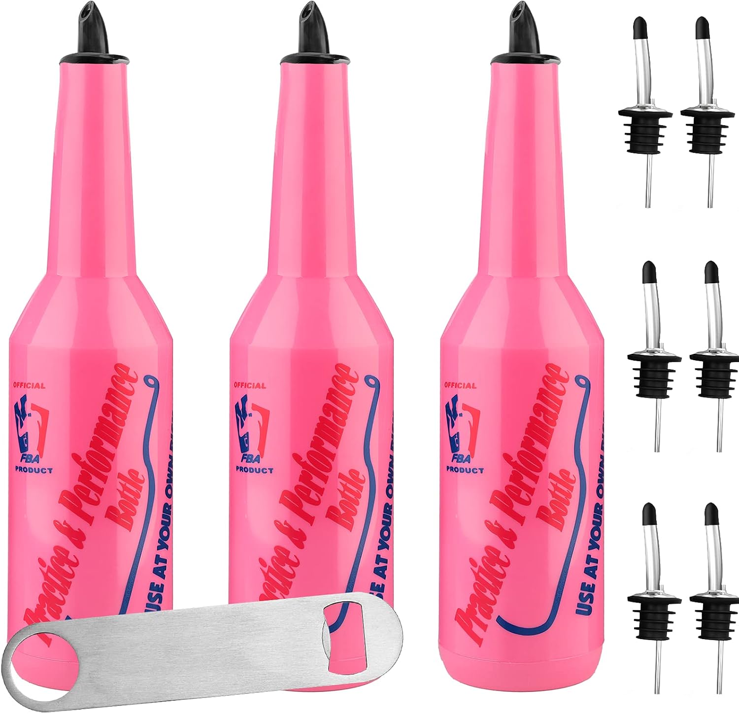 SuproBarware Flair Bottle Decorative Bottles - 25oz/750ml Set of 10 Flair Bartender Practice & Performance Bottle Pink