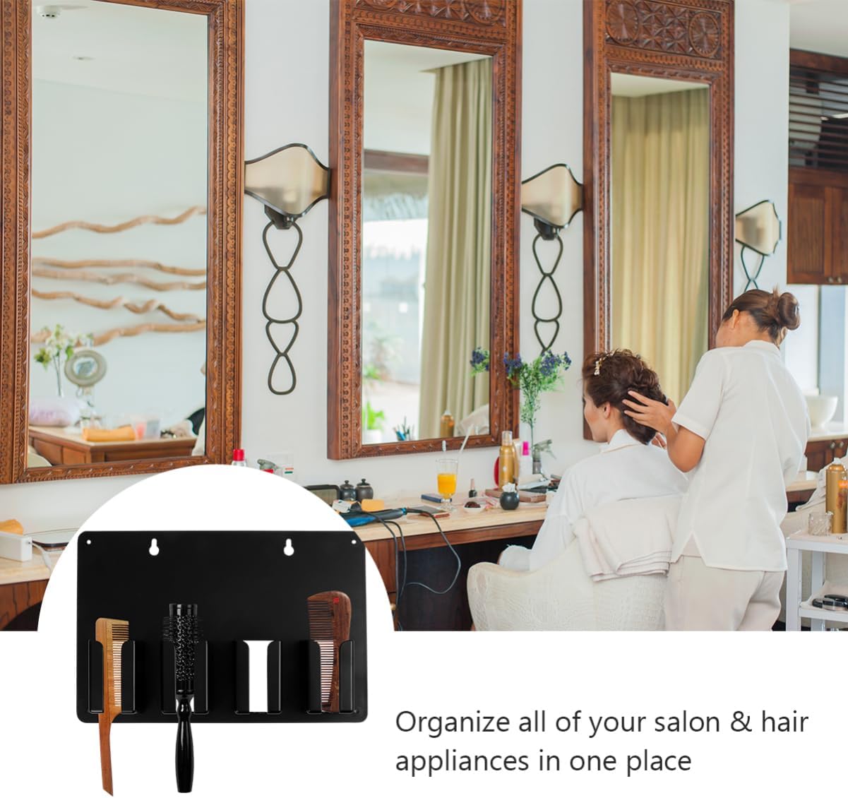 Wall Mounted Hair Clipper Holder Rack for Hairstylist Tools Space Saving Organizer for Hair Salon Appliances Style Black Finish for Professional Use