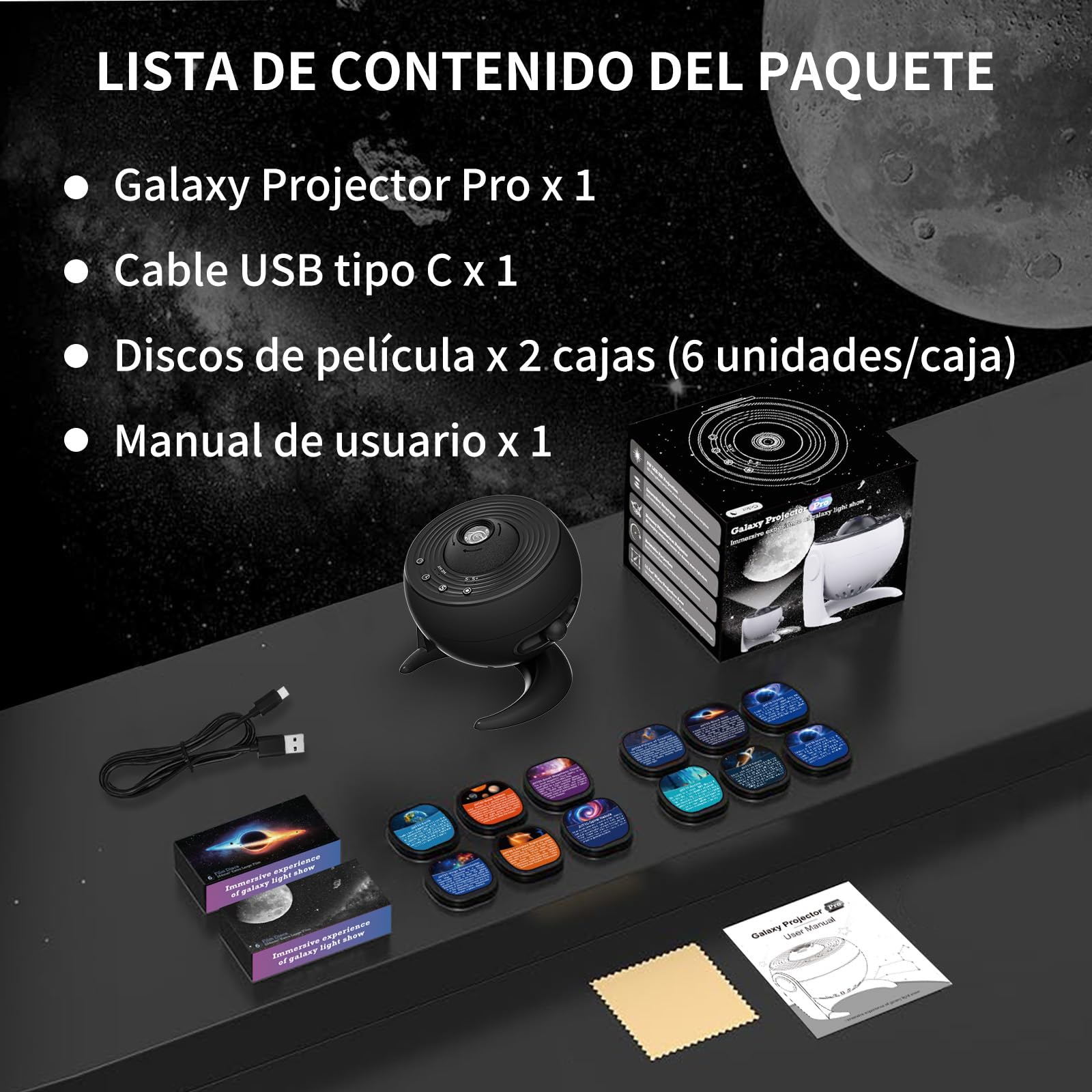FlyLily Proyector De Galaxias Y Estrellas Real, Proyector Estrellas 13 En 1, Proyector De Galaxia con Temporizador, Lampara Proyector Infantil con RotacióN De 360° para NiñOs, Fiestas, Navidad, Negro