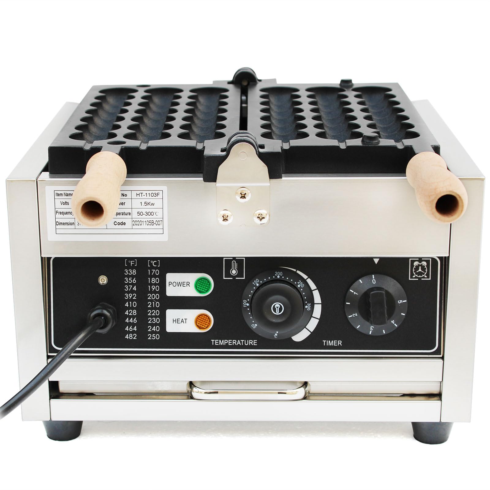 1500W Edelstahl Kommerzielle Waffelbissen Elektrisch Bubble Waffle Maker Machine,für die Herstellung von Pfannkuchen, Muffins und Waffeln in Schnellrestaurants, Teerestaurants, Bäckereien