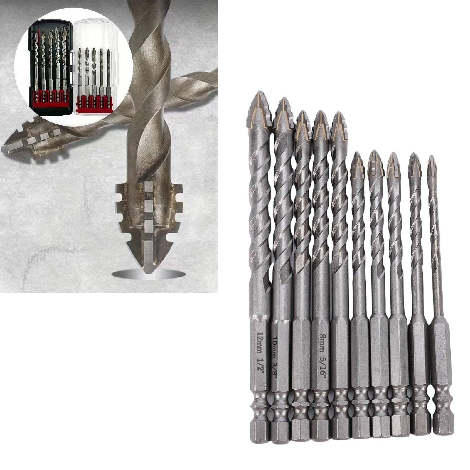 Oumefar Juego de Brocas Dentadas, 10 Piezas Hexagonales de 1/4 de Pulgada