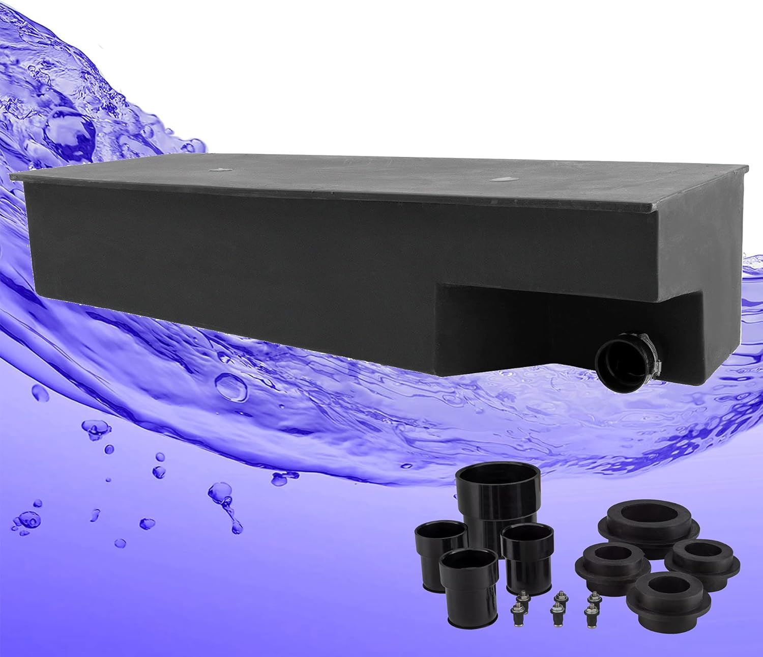 RecPro RV Black Water Tank 61.5" x 22" x 15 | 609001 | RV Waste Water Tank | 62 Gallon Capacity (Tank with Fittings Kit) | Made in America