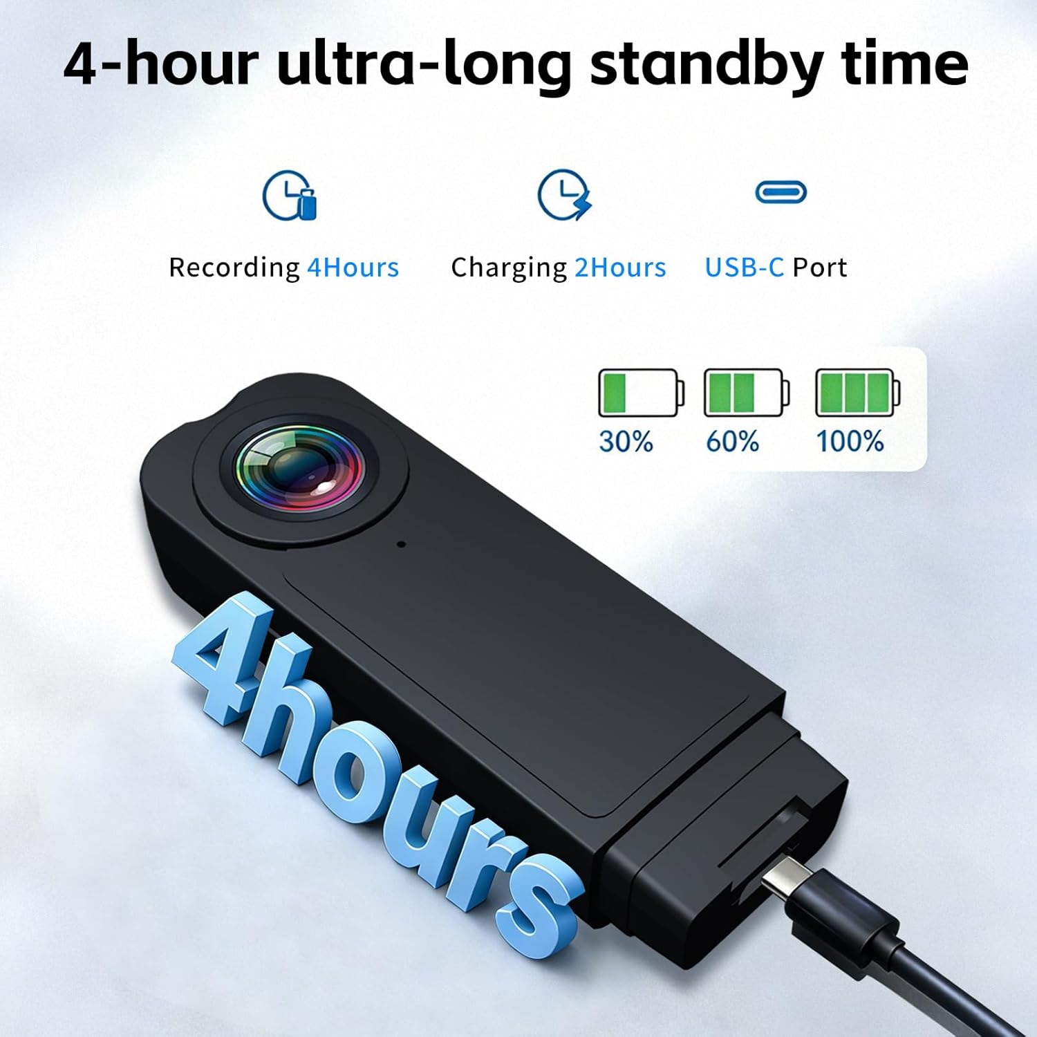 1080P HD Mini Body Camera, Small POV Cam with 4HR Battery and Night Vision Wearable Security Camera with Motion Detection,Loop Recording Body Cam for Meeting, Guard, Travel Vlog, Personal Recording