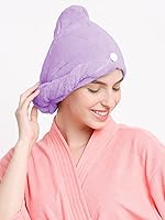 Cortina Microfiber 380 TC Hair Towel Cap,Soft Absorbent Quick Drying Cap for Curly Thick Hair,Wrap Cap for Women Girls-Pack of 1,Purple