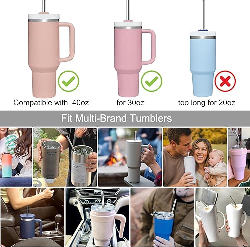 Miniatura 42 de AIERSA Paquete de 6 popotes de repuesto de silicona para vasos Stanley 20, 30, 40 onzas, popotes reutilizables compatibles con vaso Stanley de 40