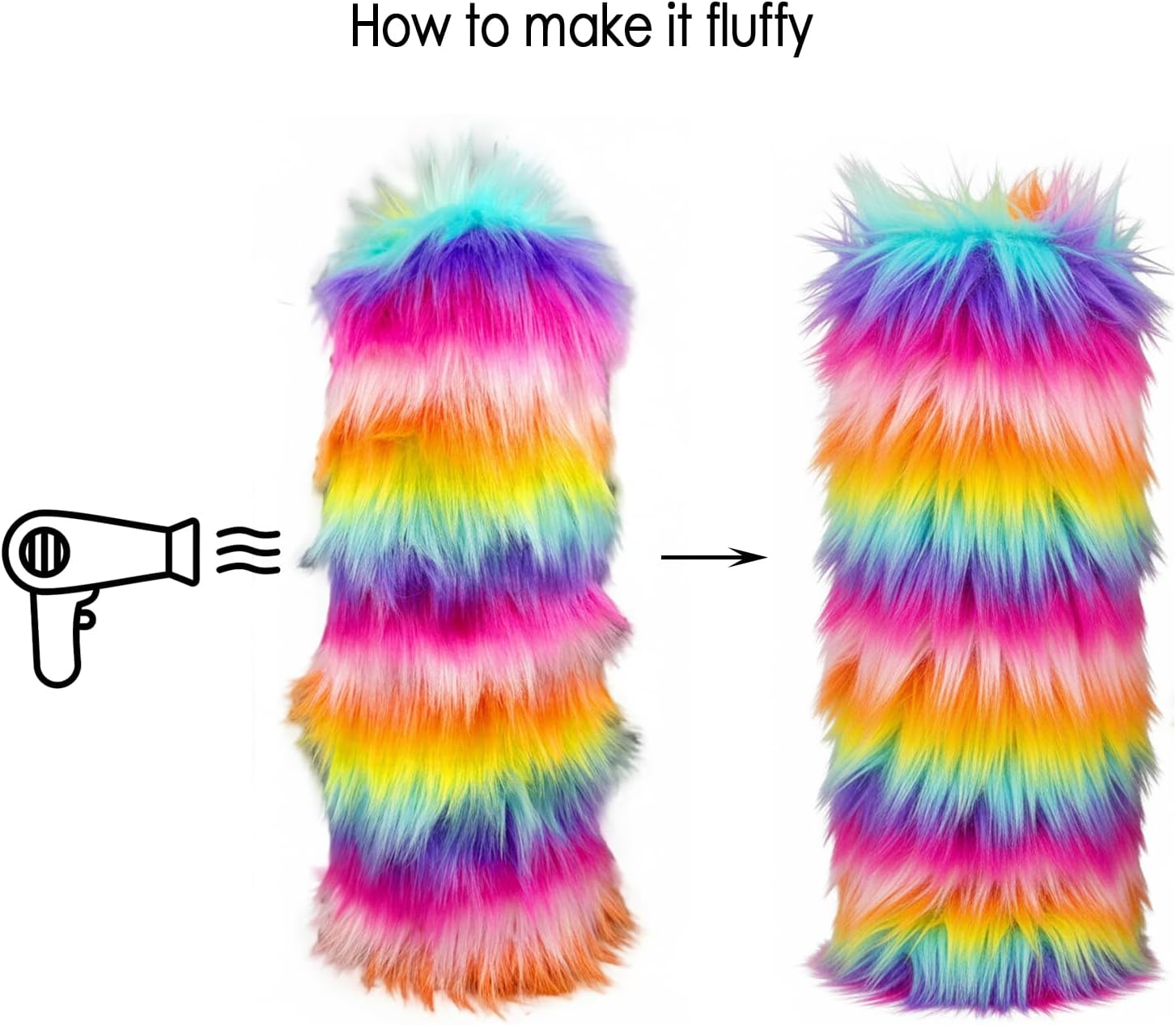 Womens Furry Leg Warmers, Vibrant Stylish Fluffy Booot Cuffs Cover Halloween Party Costume Festival Accessories
