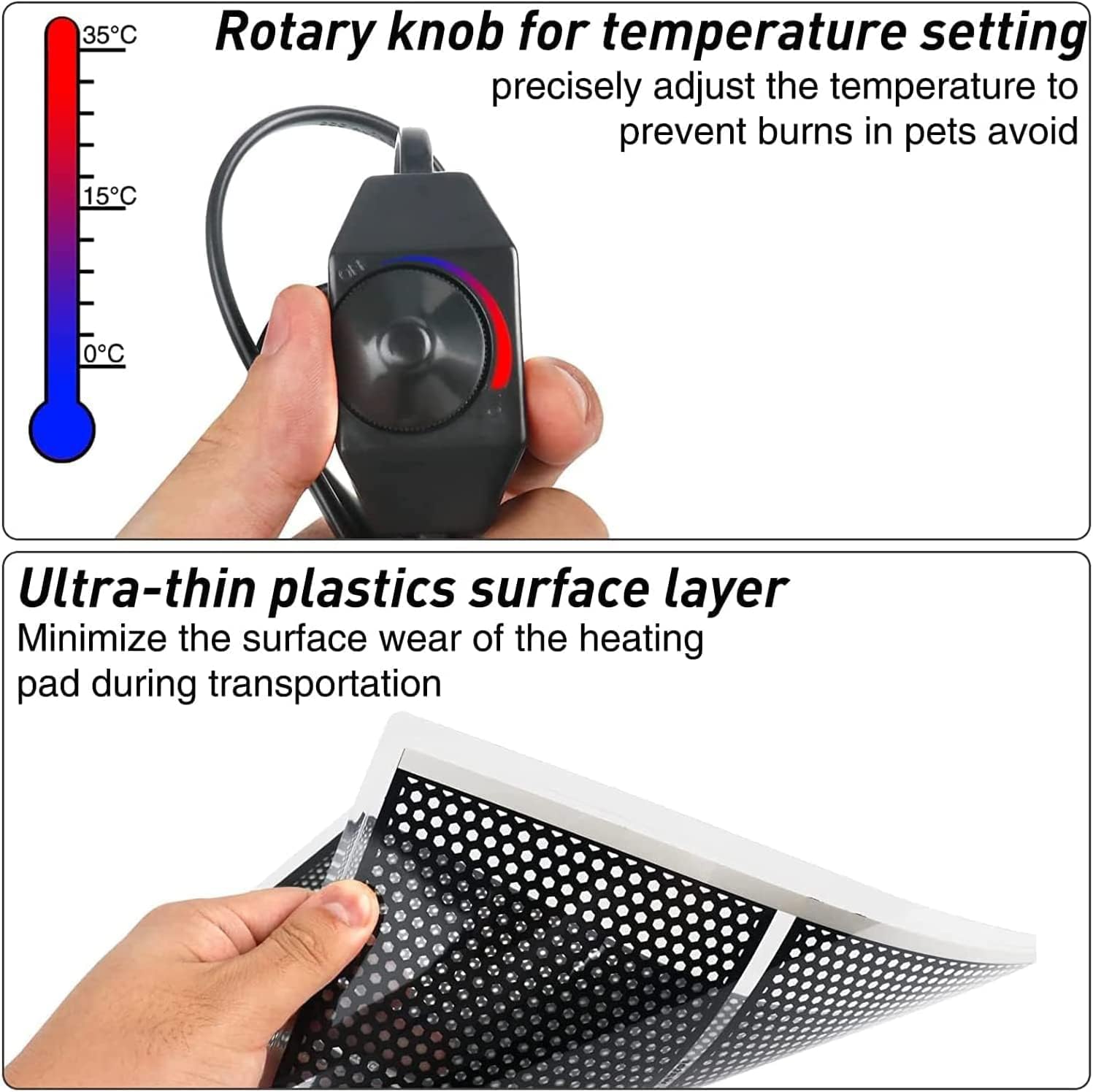 Reptile Heat Mat Reptile Heating Pad, Honeycomb Pattern Pet Heat Mat with Temperature Adjustment, Waterproof Heat Mat Under Tank Pad (Size : 14W 11x11IN)