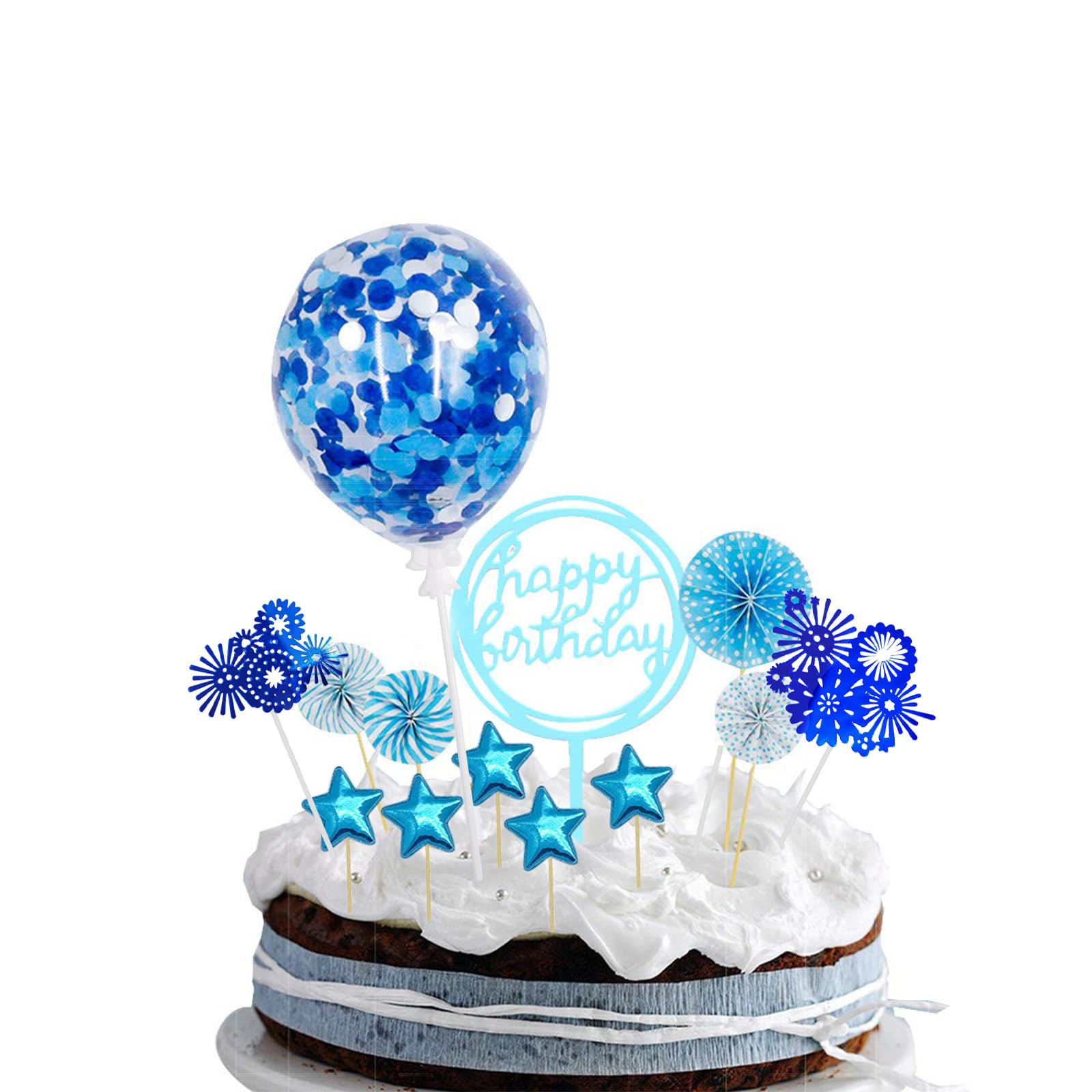 Set Decorazioni Per Torta 17° Compleanno – Topper Acrilico Oro Con Numeri, Stelle, Fuochi E Palloncini