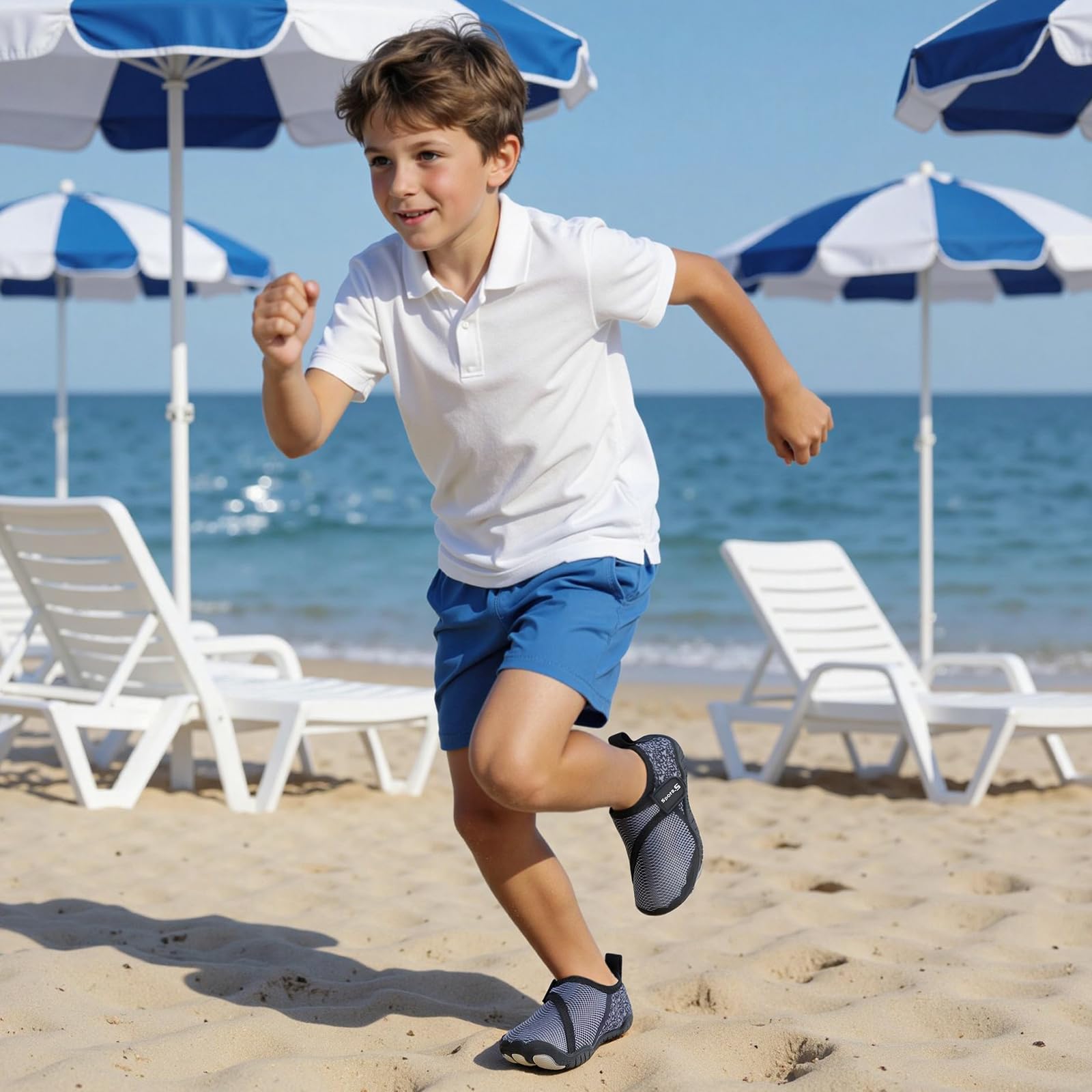 MASOCIO Chaussures Aquatiques Enfant Chaussures d'eau Séchage Rapide Antidérapantes pour Piscine Mer Plage Taille 27-37 EU