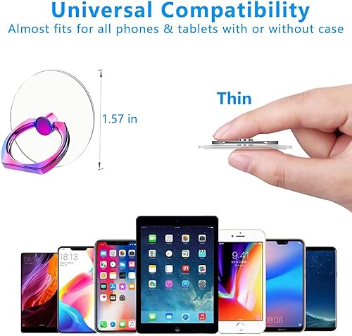 Miniatura 2 de Colorido soporte de anillo para teléfono celular, 2 paquetes, soporte de anillo transparente para teléfono con rotación de 360, soporte de anillo