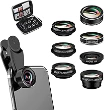 7-in-1-Objektiv-Set für Telefon, HD Fischauge 198°, Weitwinkel 0,63X, Makro 15X, Portrait-Objektiv, CPL Polarisator, Kaleidoskop-Objektiv, Starlight-Objektiv, kompatibel mit Smartphone