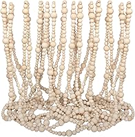 Vista 1 de Guirnaldas de Navidad de 48 pies con cuentas de madera, guirnalda de granja rústica, guirnalda de cuentas de Navidad, estilo bohemio, adornos