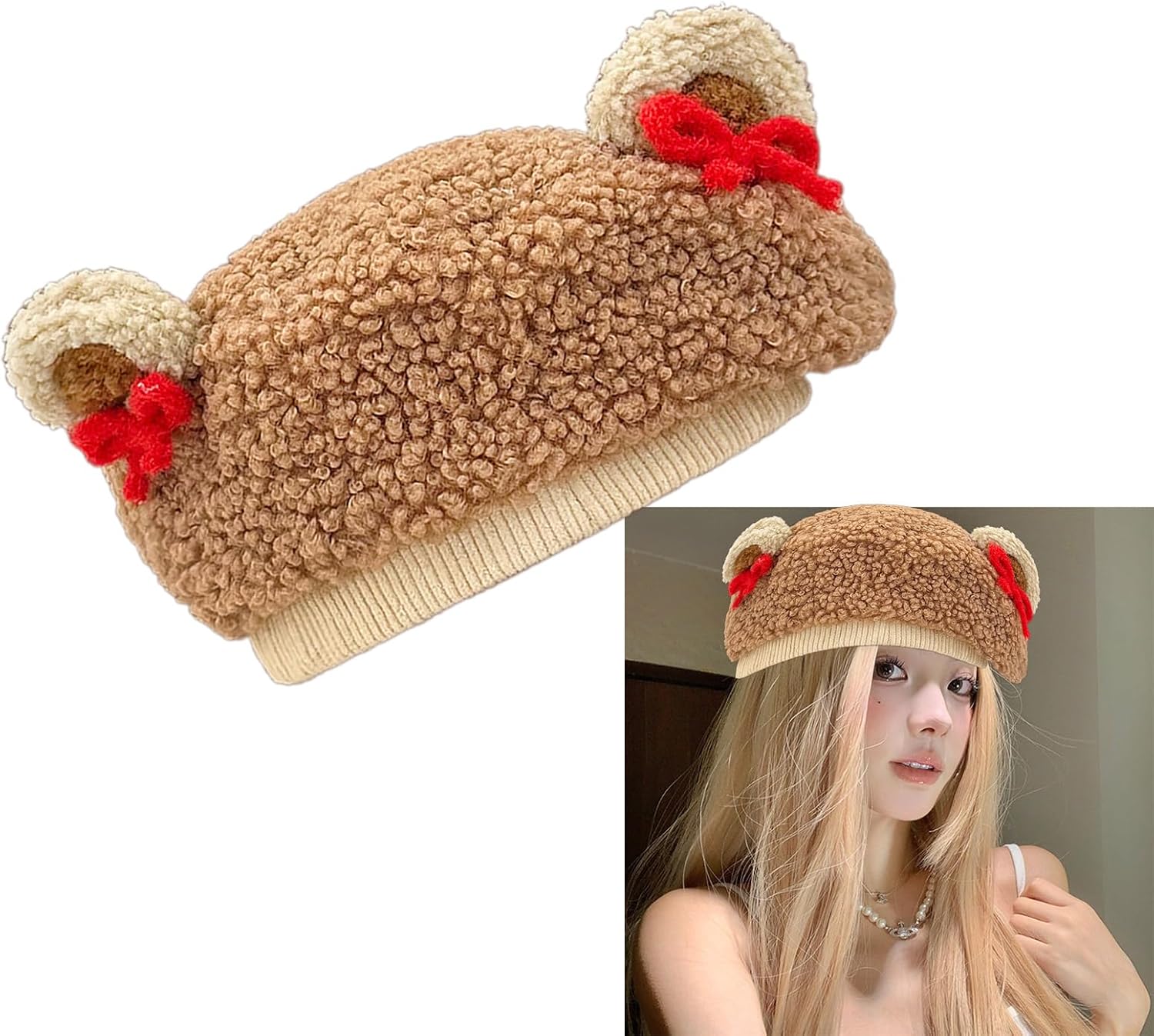Stylish Duckbill Hat Berets Cartoon Bear Ear Photo Props Duckbill Fashion for Hiking, Camping, Running Women Berets Hats Fash