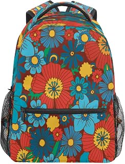 Mochila escolar para meninos e meninas, vintage, colorida, havaiana, flor de hibisco havaiana, bolsa de ombro para estudantes, meninos, meninas, leves, duráveis, bolsas para faculdade, bolsa de viagem, caminhadas, acampamento, mochila