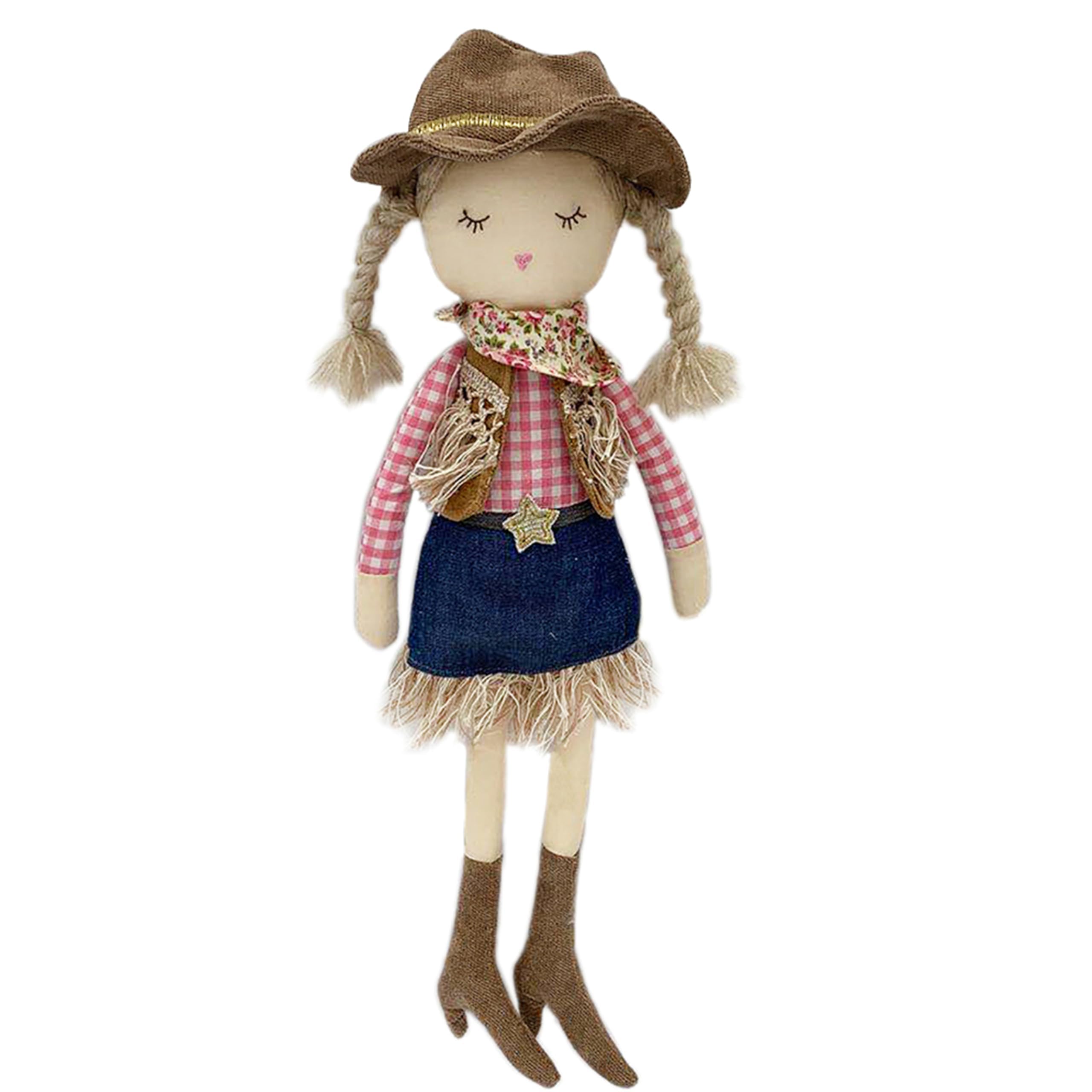 MON AMI Clementine The Cowgirl Doll – 15 Inches | Soft & Elegant Plush Stuffed Doll | Use as Toy or Room Decor for Kids of All Ages | Adorable Huggable Plush for All Ages