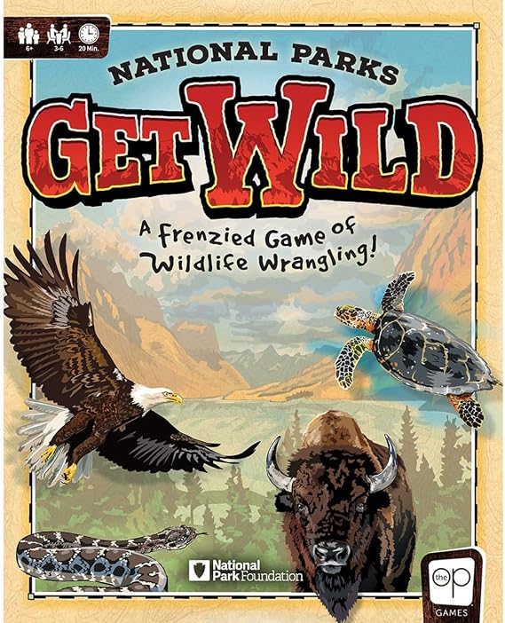 USAOPOLY National Parks Get Wild | Quick-Rolling Dice Game Featuring Iconic National Park Locations | Great Kids Game & Family Board Game | Hasbro Get Wild National Parks Adventure Game - Eco-Friendly Family Dice Game