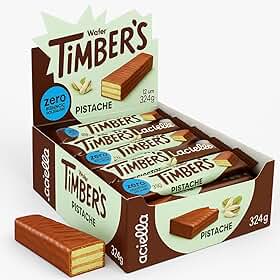 Lanche Fit Wafer Pistache Zero Adição de Açúcar Doce Saudável Crocante Dieta Low Sugar