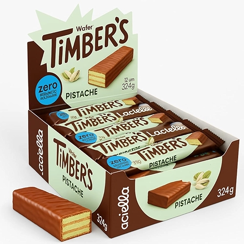 Lanche Fit Wafer Pistache Zero Adição de Açúcar Doce Saudável Crocante Dieta Low Sugar