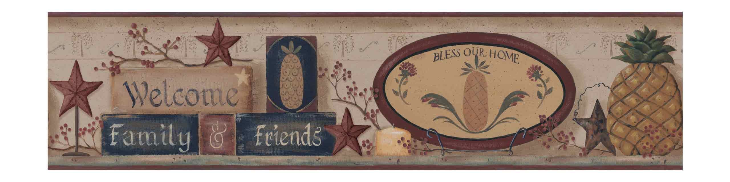 Bordure Bienvenue Ananas York revêtements frise murale papier peint BG1625BD