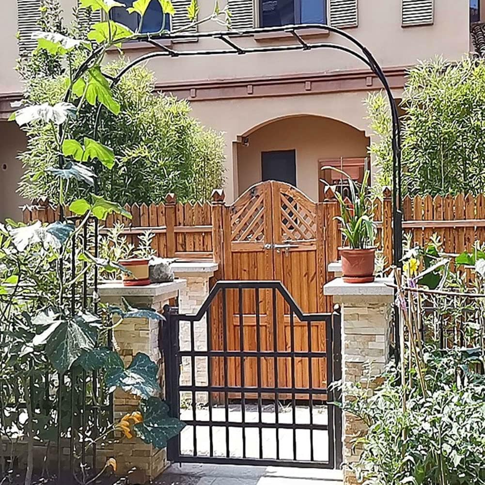 L＆S Large Garden Arbor, Steel Trellis Arch for Various Climbing Rose Vines, Black Arches Curved Pergola Arbors (Size : 9.8' Wide x 7.9' High)
